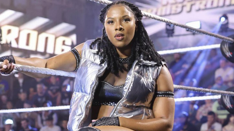 Kali Armstrong wearing a silver vest