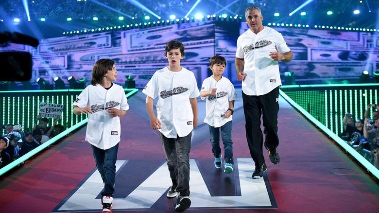 Shane McMahon Walks Down The Ramp With His Sons