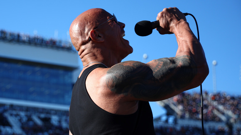 The Rock at a NASCAR event