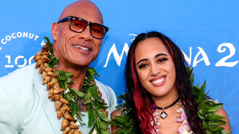 Ava Raine with her father, The Rock, at the Moana 2 premiere