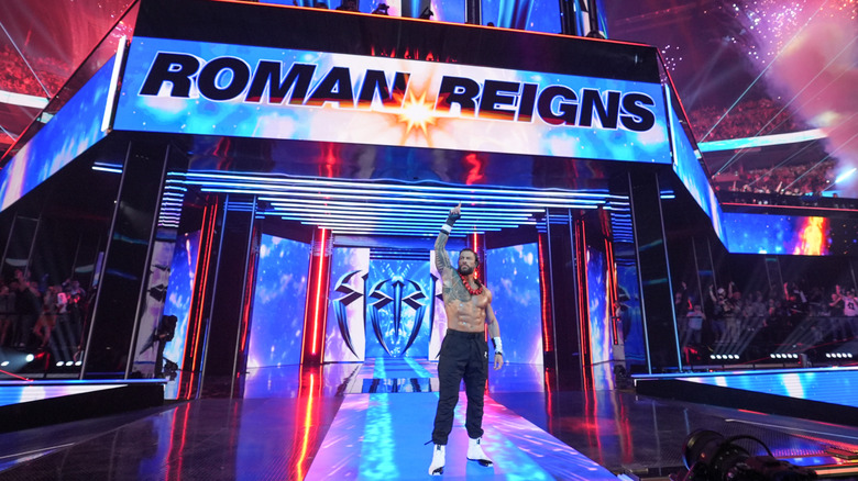 Roman Reigns makes his entrance during WrestleMania 41 Saturday at Allegiant Stadium on April 19, 2025 in Las Vegas, Nevada.