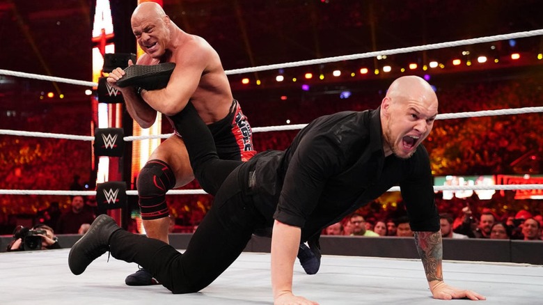 Kurt Angle wrestles Baron Corbin in his farewell match