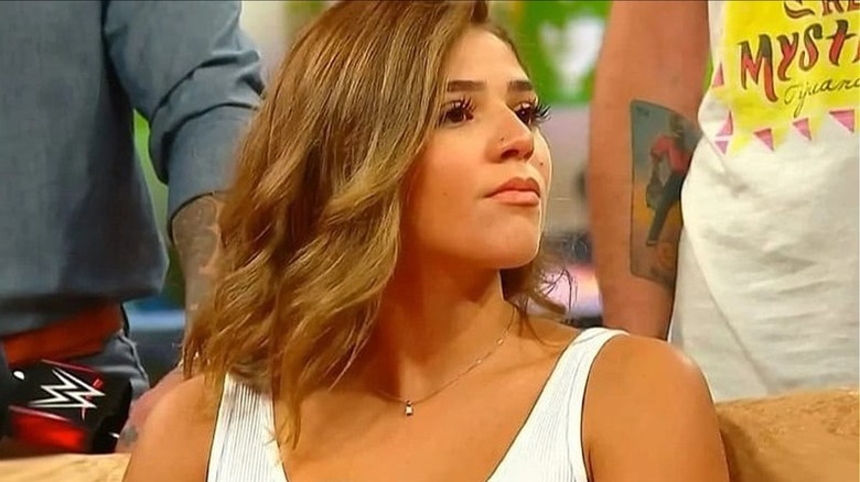 Aalyah Mysterio during a promo segment on WWE television.