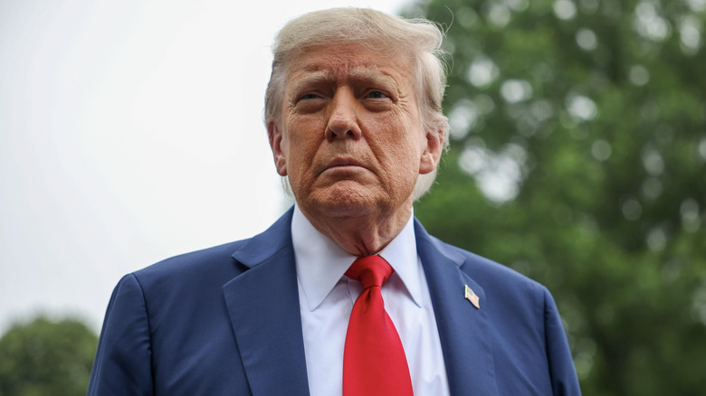U.S. President Donald Trump stops and talks to the media before he boards Marine One on the South Lawn at the White House on June 15, 2025 in Washington, DC. The President will attend the annual meeting of the Group of 7 nations, Britain, Canada, France, Germany, Italy, Japan and the United States are taking place in the Canadian Rocky Mountains in Alberta, and will run until late Tuesday.