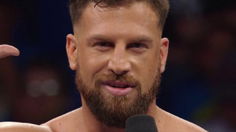 Gulak speaking on the mic