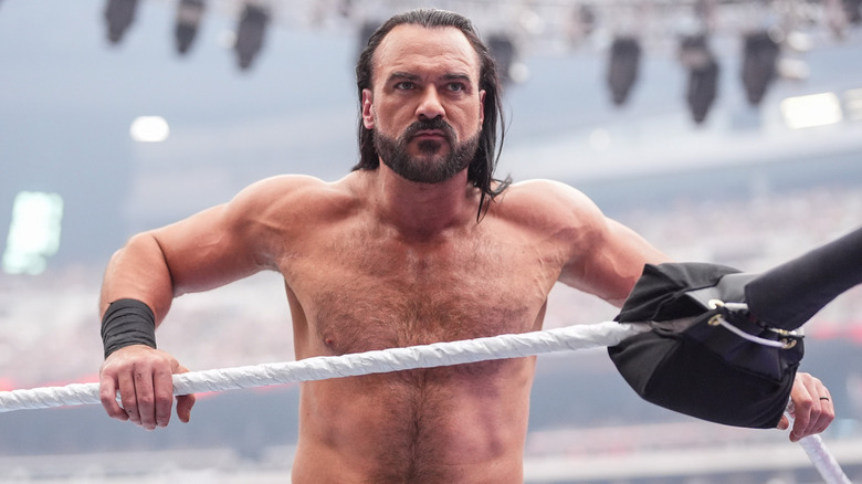 Drew McIntyre leaning on the ring ropes
