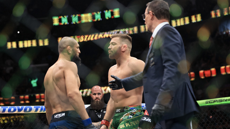 Khamzat Chimaev and Dricus Du Plessis face off in the Octagon