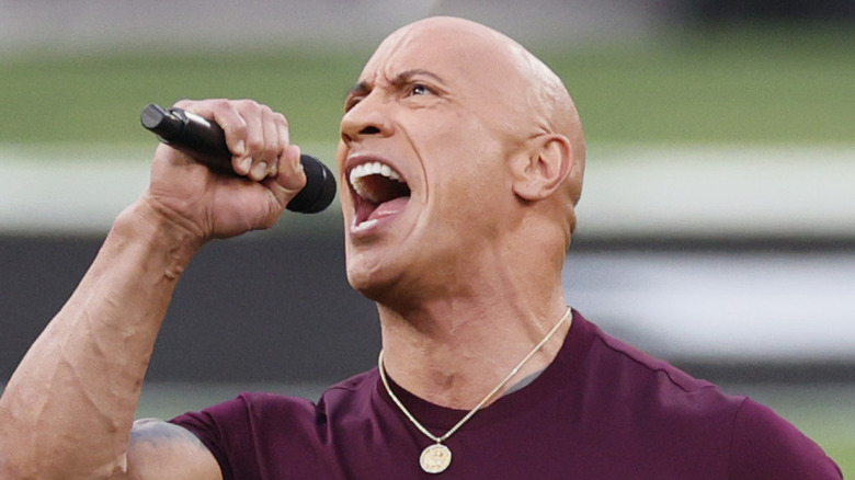 The Rock with mic