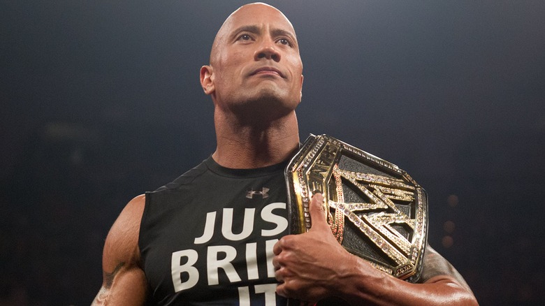 The Rock with WWE World Title