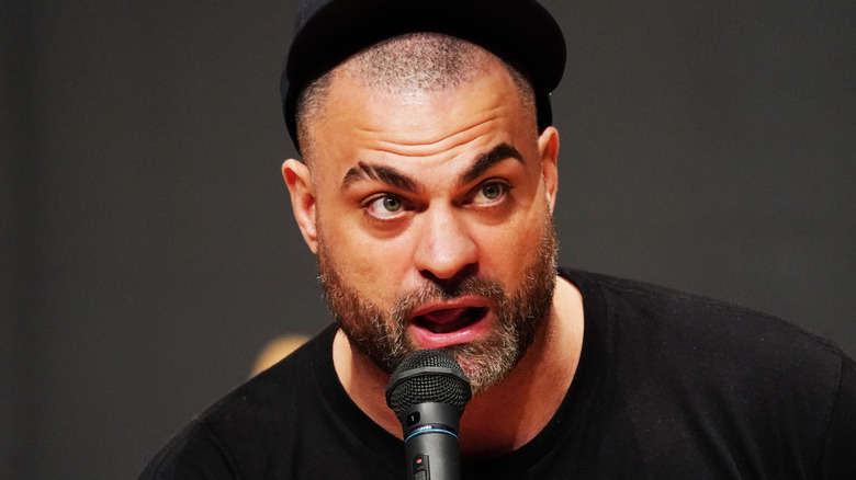 Eddie Kingston speaks during the New Japan Pro-Wreslting G1 CLIMAX 33 Press Conference. July 2023.