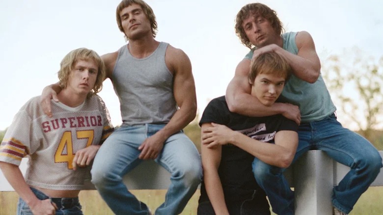 Harris Dickenson, Zac Efron, Stanley Simons and Jeremy Allen White as the Von Erich brothers in "The Iron Claw."
