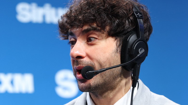 Tony Khan speaks on SiriusXM at Super Bowl LIX on February 06, 2025 in New Orleans, Louisiana.