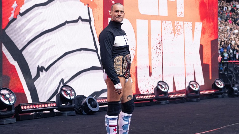 CM Punk during his entrance at AEW All In