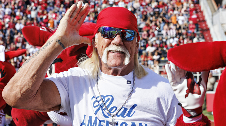 Hulk Hogan on the field at a college football game