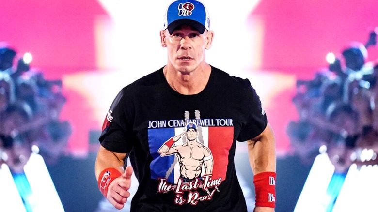 John Cena running down towards the ring during Clash in Paris, 2025.