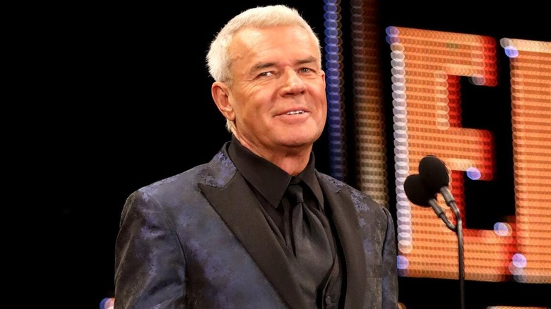 Eric Bischoff during his WWE Hall of Fame ceremony speech.