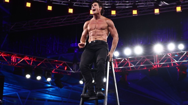 Steven Borden on top of a ladder