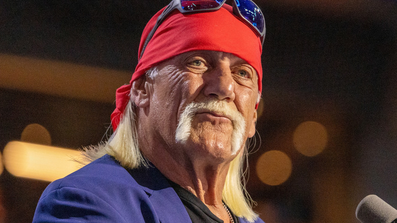Hulk Hogan wearing a red bandana on his head