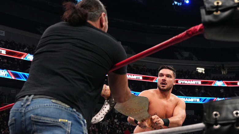 Matt Hardy stops Ethan Page from grabbing a title belt