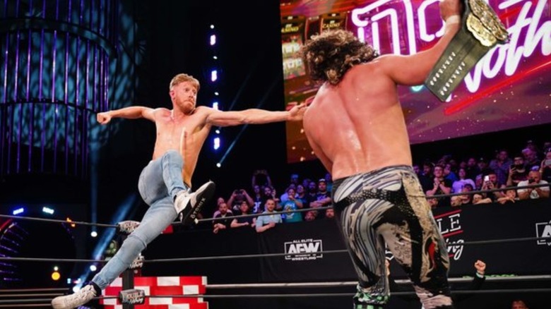 Orange Cassidy and Kenny Omega at AEW Double or Nothing 2021