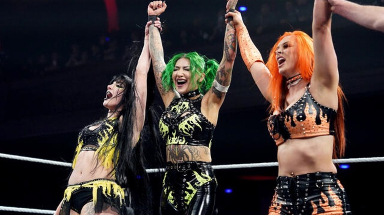 Shotzi and Gigi Dolin celebrate with Tatum Paxley