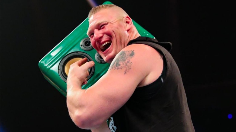 Brock Lesnar listens to music