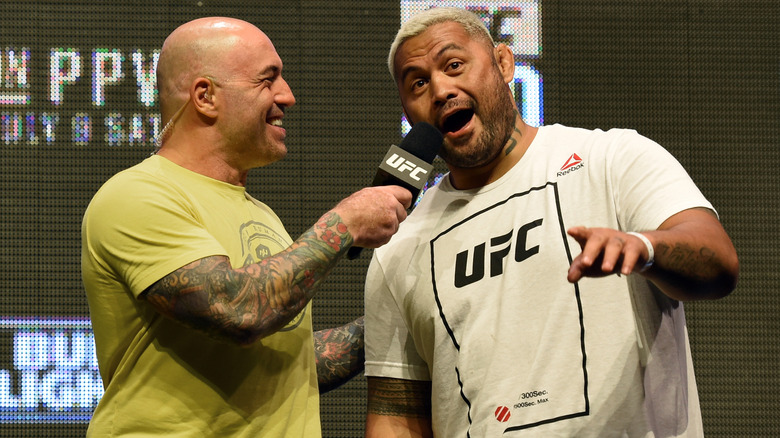 Mark Hunt and Joe Rogan at UFC