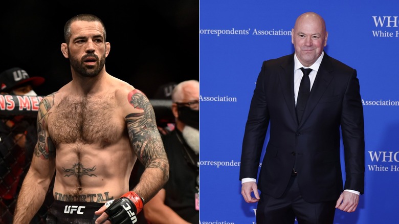 [Left] Matt Brown in the Octagon and [Right] Dana White at the White House Correspondents Dinner