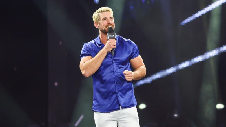 Joe Hendry stands on the ramp and cuts a promo on an episode of 