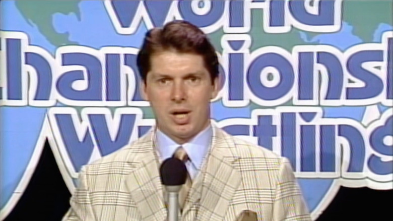 Vince McMahon in the WTBS studio in Atlanta