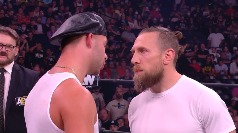Bryan Danielson staring at Daniel Garcia