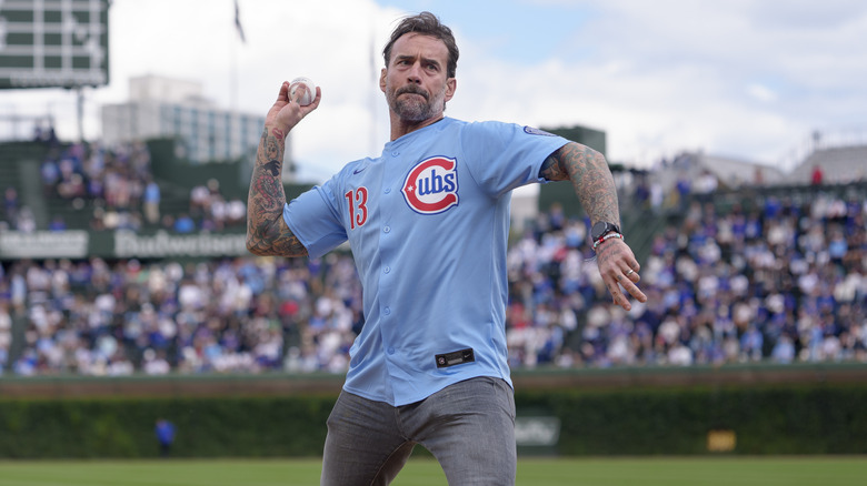 CM Punk throws out the first pitch at Wrigley Field