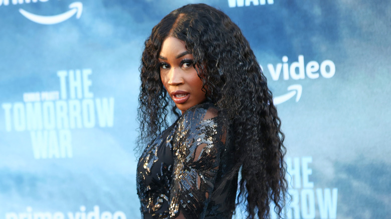 Ariane Andrew poses at a red carpet event