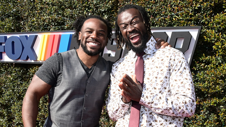 Kofi Kingston and Xavier Woods at a NASCAR event