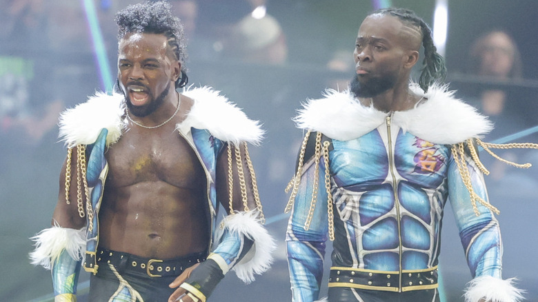 Xavier Woods and Kofi Kingston make their entrance at WrestleMania