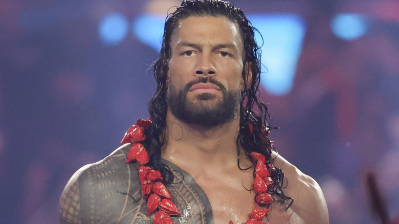 Roman Reigns wearirng the Ula Fala