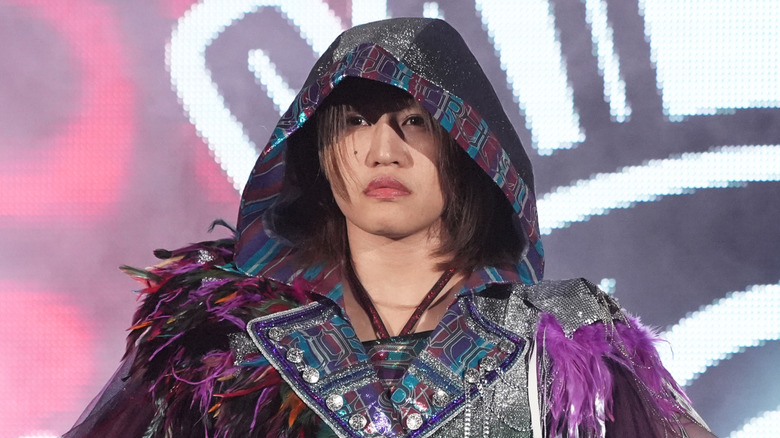Syuri enters the ring during the Women's Pro-Wrestling 