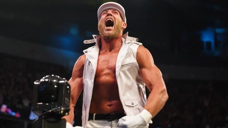 Former AEW star Jake Hager flexes in the ring ahead of his scheduled match