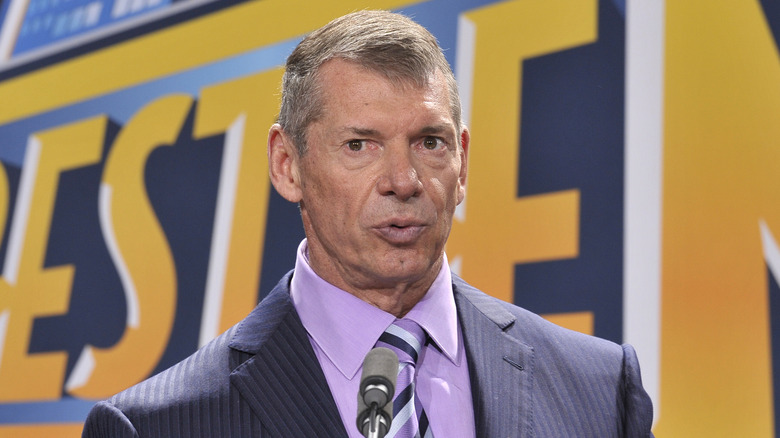 Vince McMahon attends a press conference to announce that WWE Wrestlemania 29 will be held at MetLife Stadium in 2013 at MetLife Stadium on February 16, 2012 in East Rutherford, New Jersey.