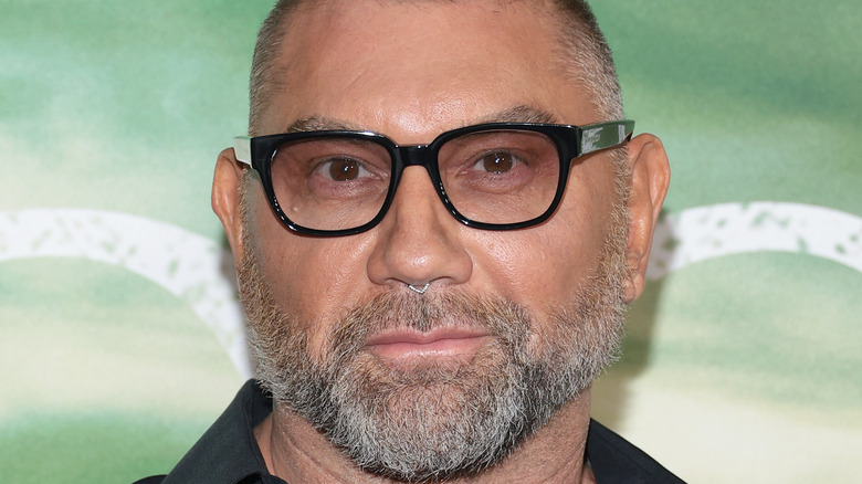 Dave Bautista looking at camera