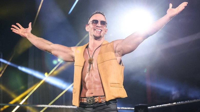 Ricky Saints takes in the admiration from the "WWE NXT" crowd