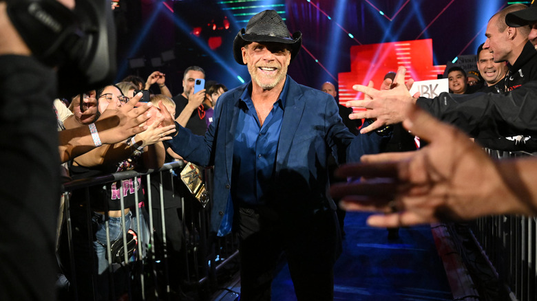 Shawn Michaels makes his entrance during Saturday Night's Main Event at Frost Bank Center on January 25, 2025 in San Antonio, Texas.