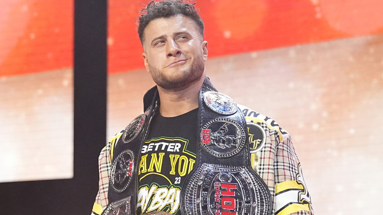 MJF with a smug smile on his face
