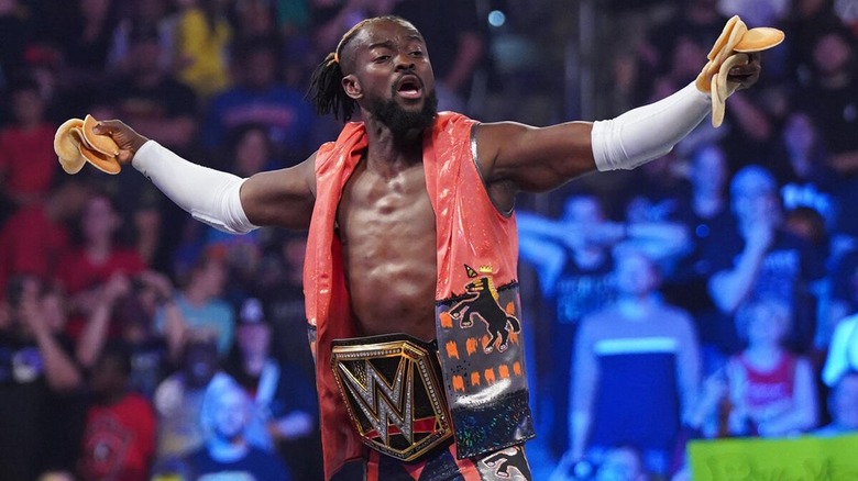 Kofi Kingston celebrating