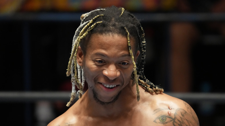 Lio Rush smiling in ring