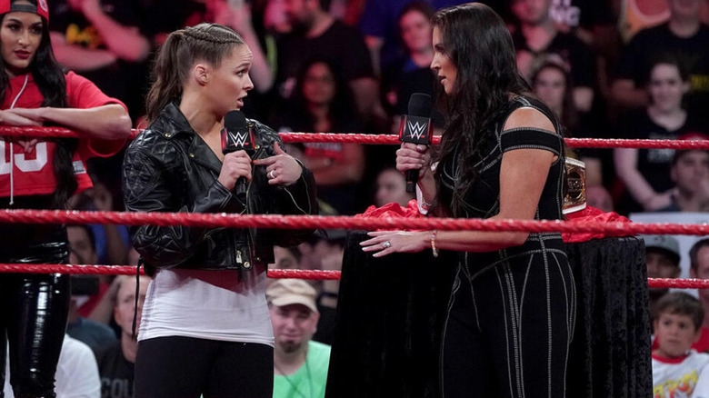 Ronda Rousey and Stephanie McMahon on WWE Raw
