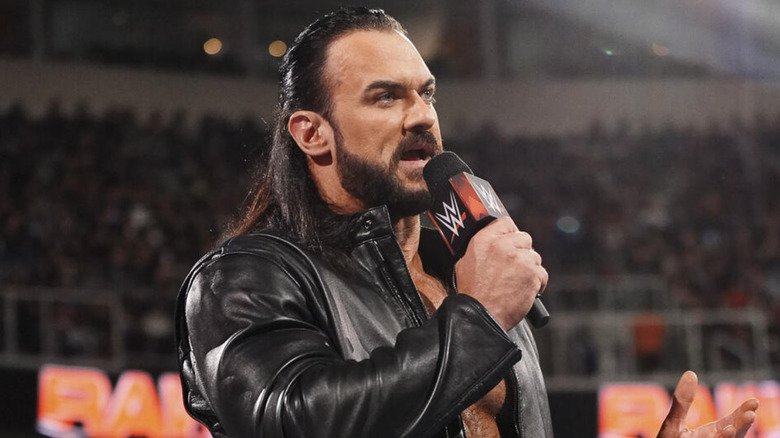 Drew McIntyre talking into a microphone