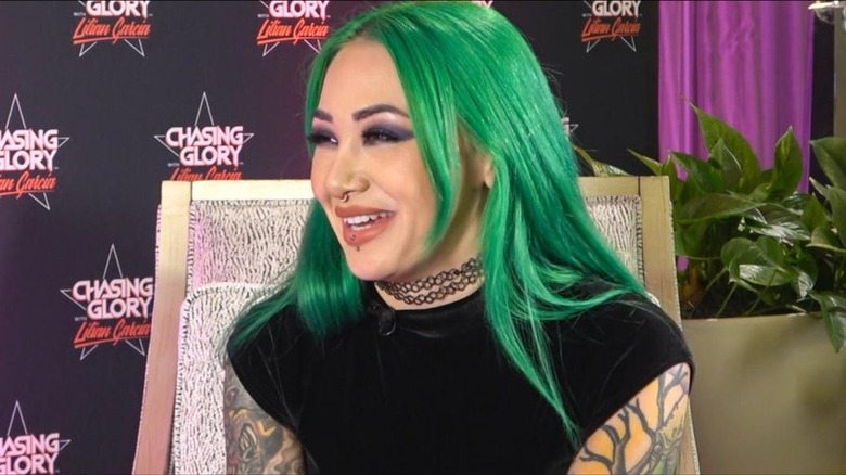 Shotzi during an interview while still signed to WWE.