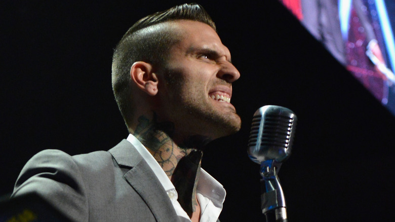 Corey Graves with microphone