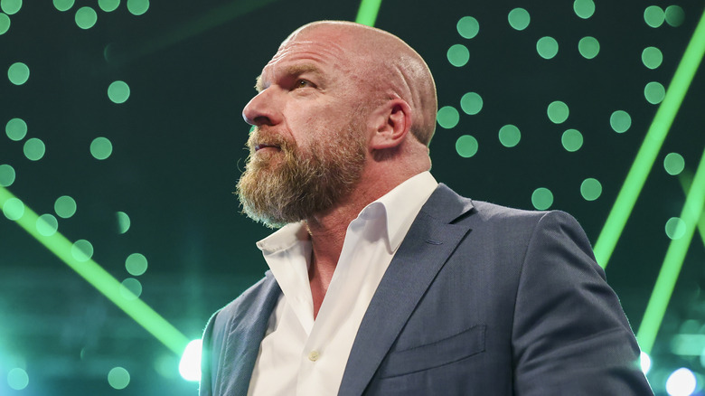 Triple H staring off into the crowd